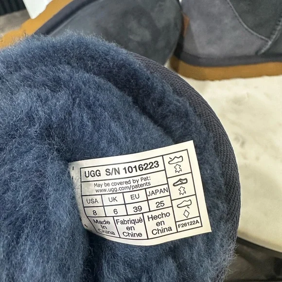UGG CLASSIC SHORT II NAVY SHEARLING WATER RESISTANT BOOTS SIZE 8 - Picture 11 of 14